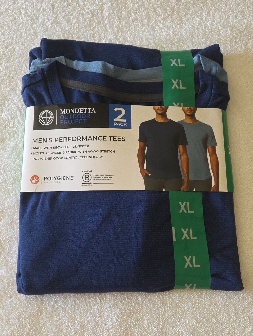 Mondetta Men's Performance Tees 2-Pack - Dark Blue & Light Blue